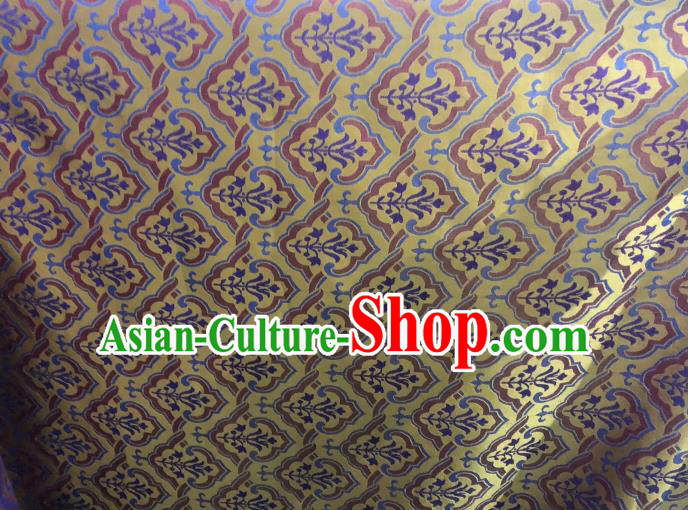 Chinese Classical Pattern Design Yellow Silk Fabric Asian Traditional Cheongsam Brocade Material