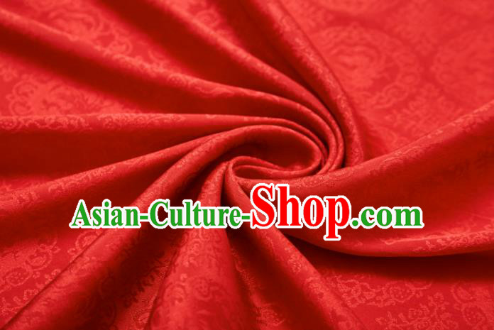 Chinese Classical Rosefinch Pattern Design Red Silk Fabric Asian Traditional Cheongsam Brocade Material