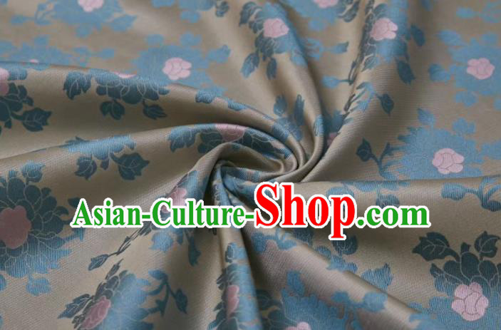Chinese Classical Flowers Pattern Design Grey Silk Fabric Asian Traditional Cheongsam Brocade Material