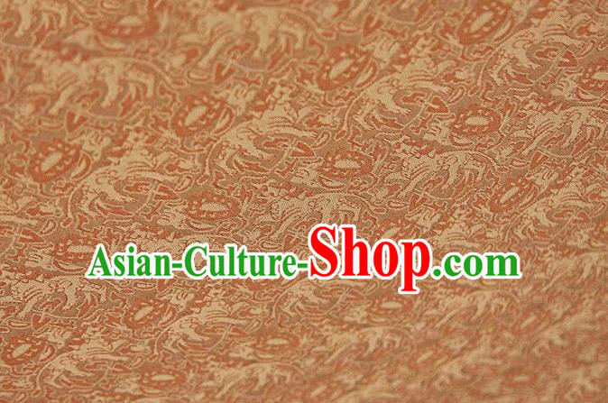 Chinese Classical Pattern Design Orange Silk Fabric Asian Traditional Cheongsam Brocade Material