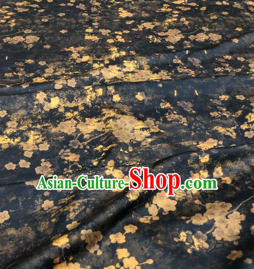 Asian Chinese Traditional Plum Pattern Design Black Gambiered Guangdong Gauze Fabric Silk Material