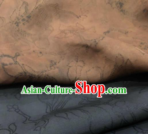 Asian Chinese Traditional Flowers Pattern Design Black Gambiered Guangdong Gauze Fabric Silk Material