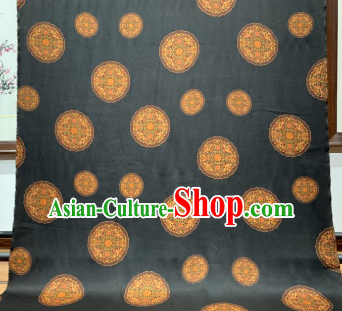 Asian Chinese Traditional Round Pattern Design Black Gambiered Guangdong Gauze Fabric Silk Material