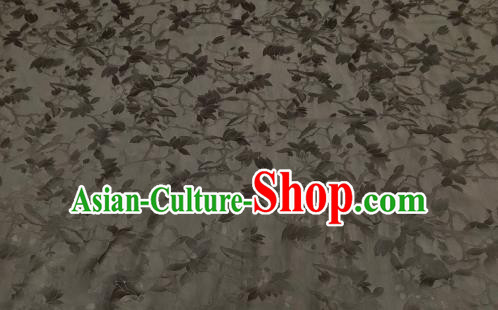 Asian Chinese Traditional Yulan Magnolia Pattern Design Black Gambiered Guangdong Gauze Fabric Silk Material