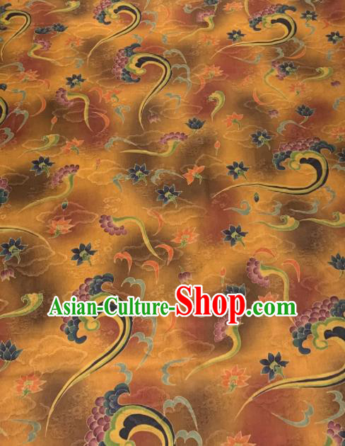 Asian Chinese Traditional Pattern Design Ginger Gambiered Guangdong Gauze Fabric Silk Material