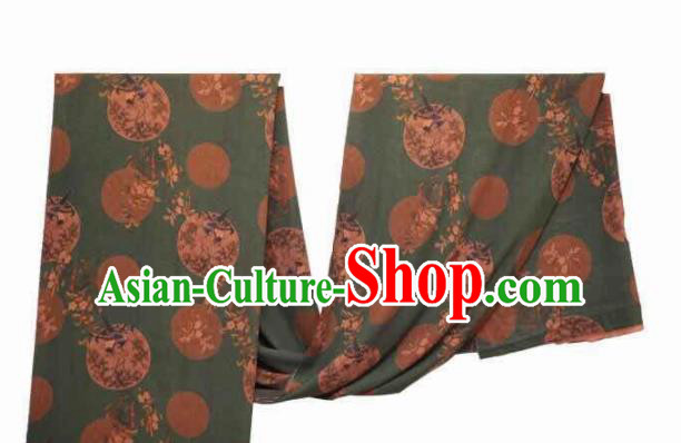 Asian Chinese Traditional Plum Pattern Design Deep Green Gambiered Guangdong Gauze Fabric Silk Material