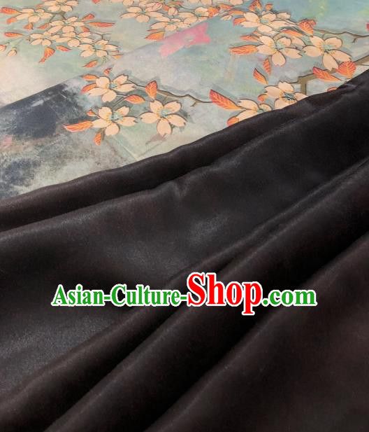 Asian Chinese Traditional Pear Flowers Pattern Design Blue Gambiered Guangdong Gauze Fabric Silk Material