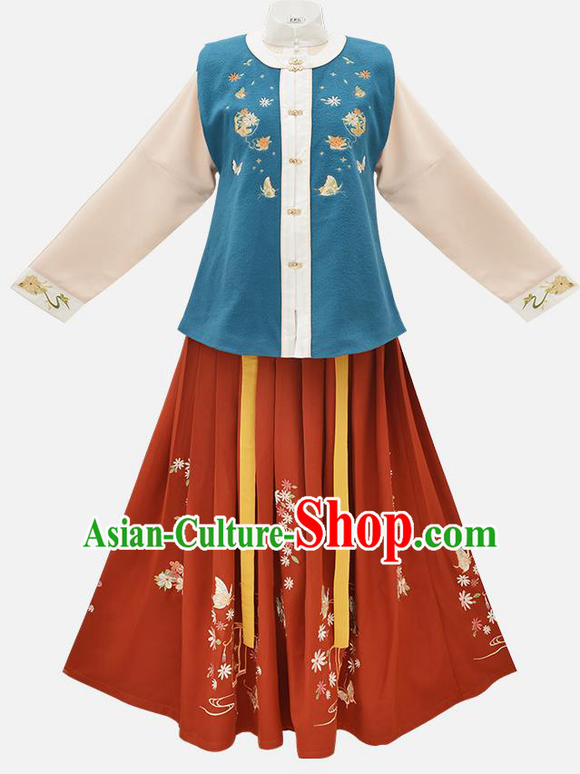 Chinese Ancient Rich Lady Hanfu Dress Traditional Ming Dynasty Nobility Embroidered Costumes for Women