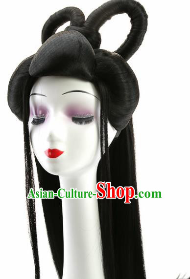 Chinese Classical Flying Dance Goddess Wigs Hair Accessories Ancient Royal Princess Chignon for Women
