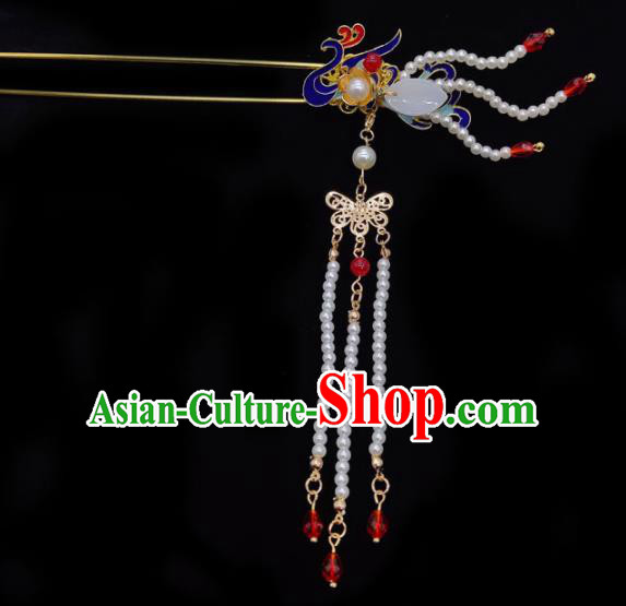 Chinese Classical Wedding Pearls Phoenix Hair Clip Hair Accessories Ancient Bride Tassel Hairpins for Women