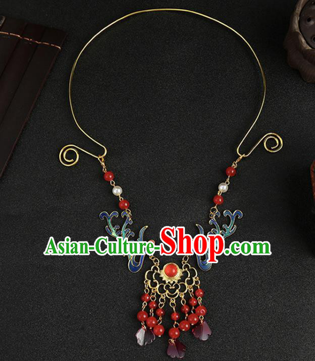 Chinese Classical Wedding Phoenix Necklace Accessories Ancient Bride Tassel Necklet for Women