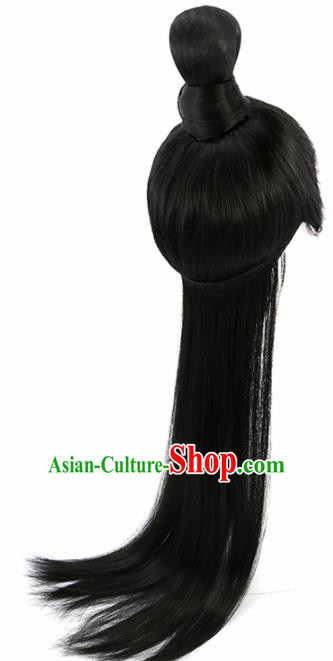 Chinese Ancient Swordsman Wigs Hair Accessories Drama Young Knight Chignon for Men