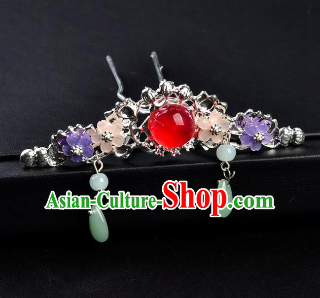 Chinese Ancient Princess Red Hairpins Traditional Classical Dance Hair Accessories for Women