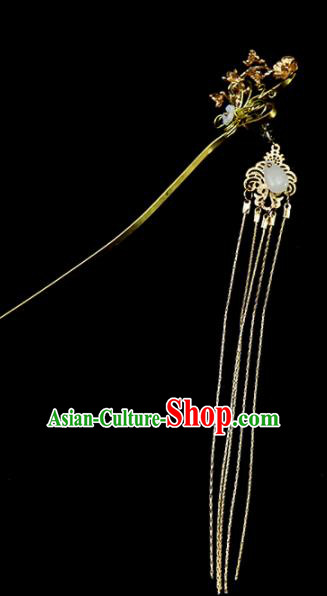 Chinese Ancient Princess Tassel Golden Butterfly Hairpins Traditional Classical Dance Hair Accessories for Women