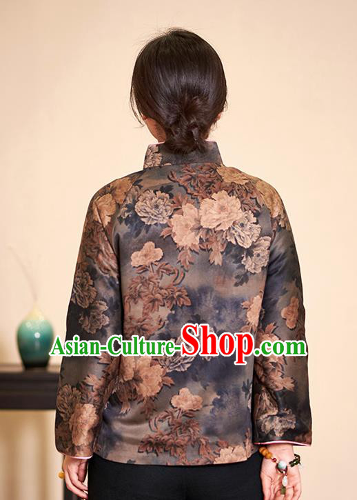 Top Grade Traditional Chinese Embroidered Grey Blouse Tang Suit Silk Upper Outer Garment for Women
