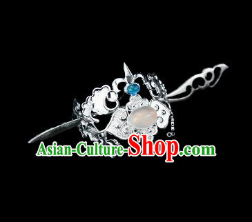 Chinese Drama Nobility Childe Argent Hair Crown and Hairpin Ancient Swordsman Hair Accessories for Men