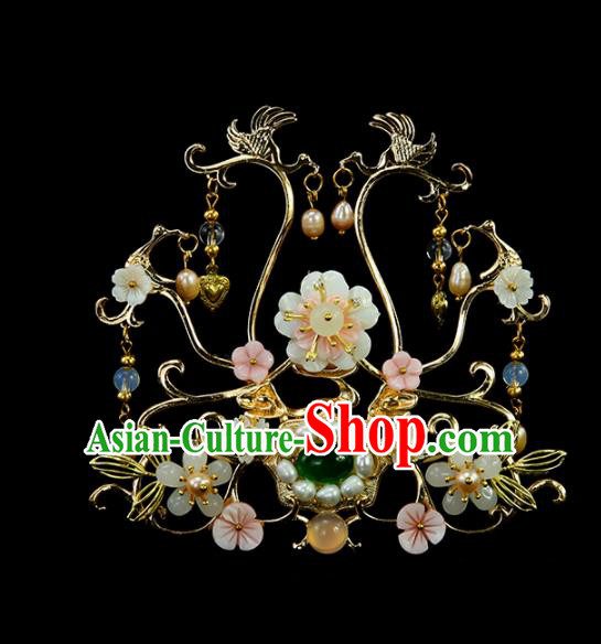 Chinese Ancient Queen Pearls Hair Crown Hairpins Traditional Classical Dance Hair Accessories for Women