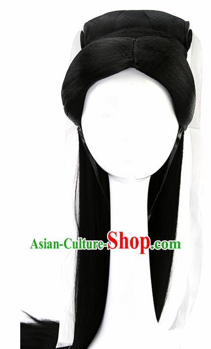 Chinese Ancient Madam White Snake Goddess Wigs Hair Accessories Drama Palace Princess Chignon for Women