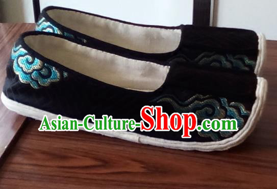 Chinese Kung Fu Shoes Handmade Embroidered Black Brocade Shoes Traditional Hanfu Shoes Opera Shoes for Men