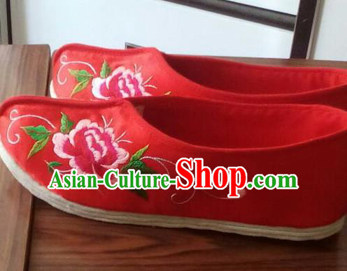 Chinese Traditional Embroidered Red Shoes Opera Shoes Hanfu Shoes Ancient Princess Shoes for Women