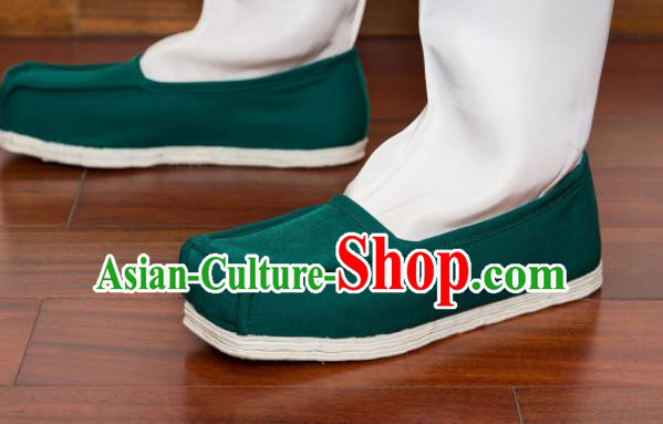 Chinese Handmade Ming Dynasty Green Cloth Shoes Traditional Hanfu Shoes Opera Shoes for Men