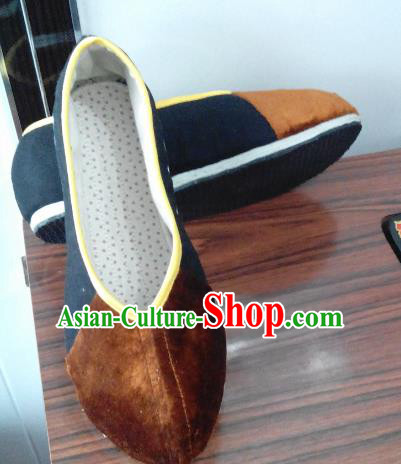 Chinese Kung Fu Shoes Handmade Brown Brocade Shoes Traditional Hanfu Shoes Opera Shoes for Men