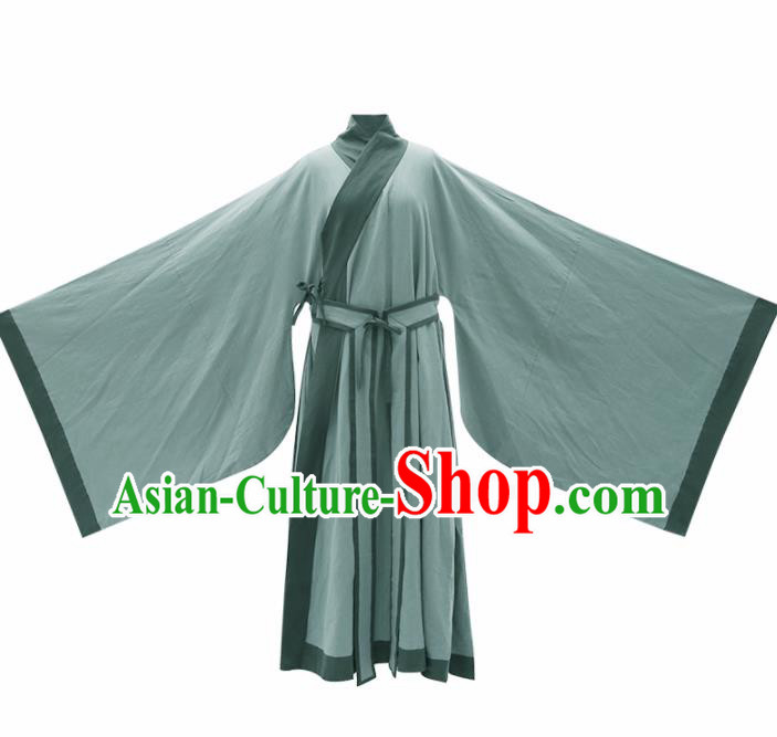 Chinese Ancient Scholar Green Hanfu Clothing Traditional Ming Dynasty Taoist Priest Costumes for Men