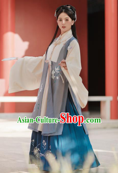 Chinese Ancient Noble Princess Embroidered Dress Traditional Ming Dynasty Taoist Nun Costumes for Women