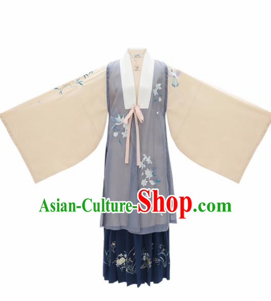Chinese Ancient Noble Princess Embroidered Dress Traditional Ming Dynasty Taoist Nun Costumes for Women
