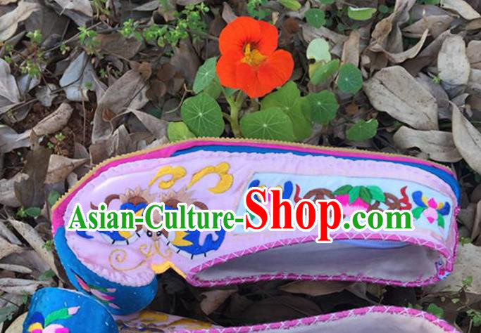 Chinese Handmade Embroidered Pink Shoes Hanfu Shoes Traditional National Shoes for Women