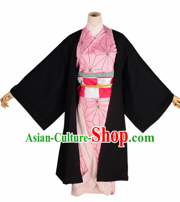 Japanese Cosplay Geisha Pink Kimono Dress Traditional Ancient Courtesan Costume for Women