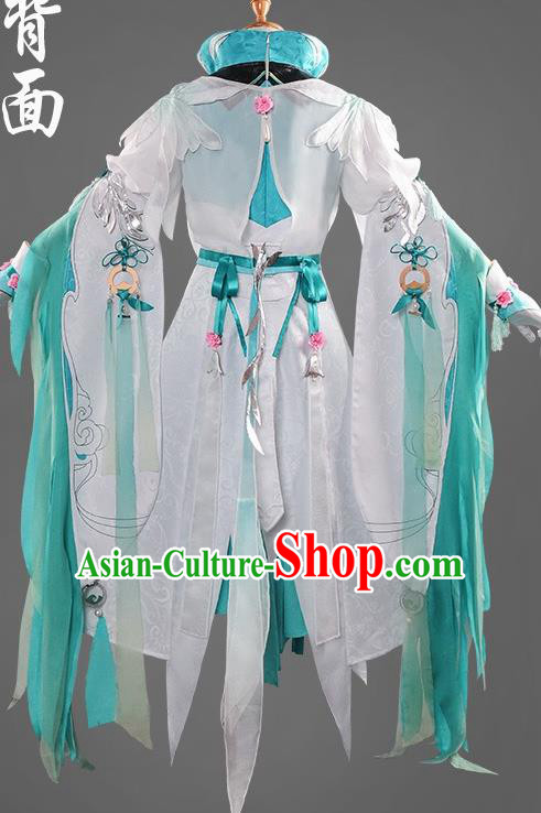Chinese Cosplay Game Princess Blue Dress Traditional Ancient Female Swordsman Costume for Women