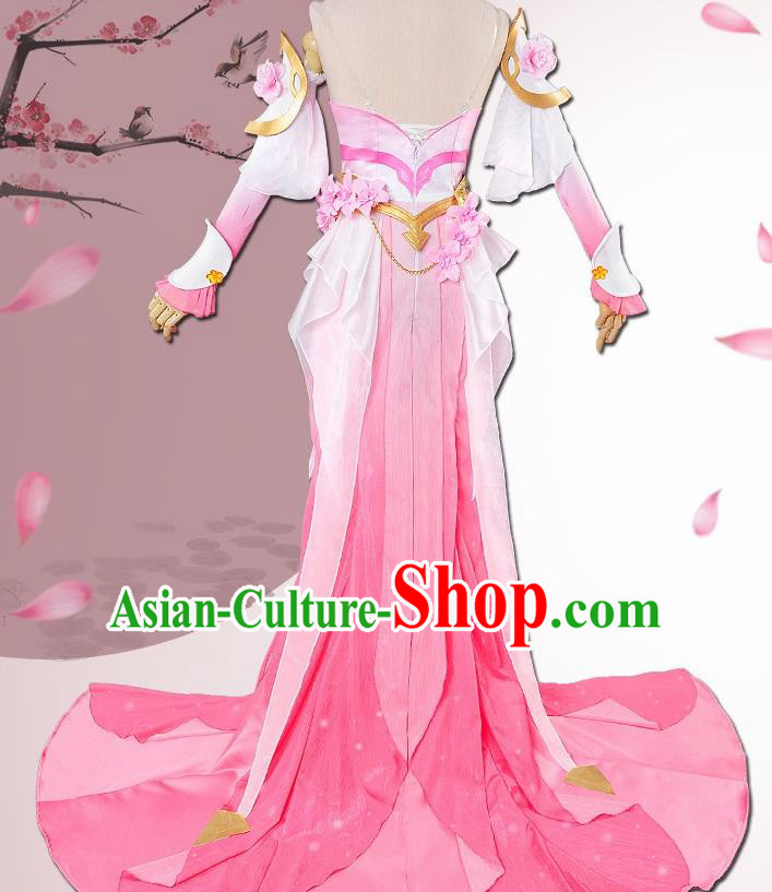 Chinese Cosplay Game Fairy Pink Dress Traditional Ancient Princess Female Swordsman Costume for Women