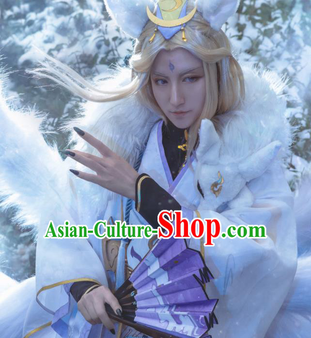 Chinese Cosplay King Swordsman Grey Hanfu Clothing Traditional Ancient Knight Costume for Men