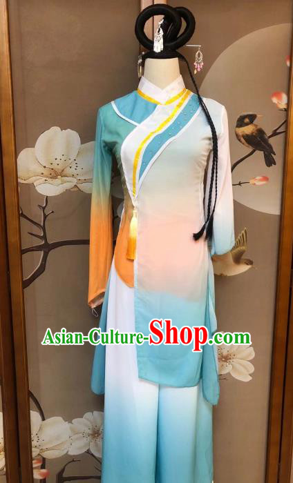 Chinese Classical Dance Zui Chun Feng Dress Traditional Fan Dance Stage Show Costume for Women