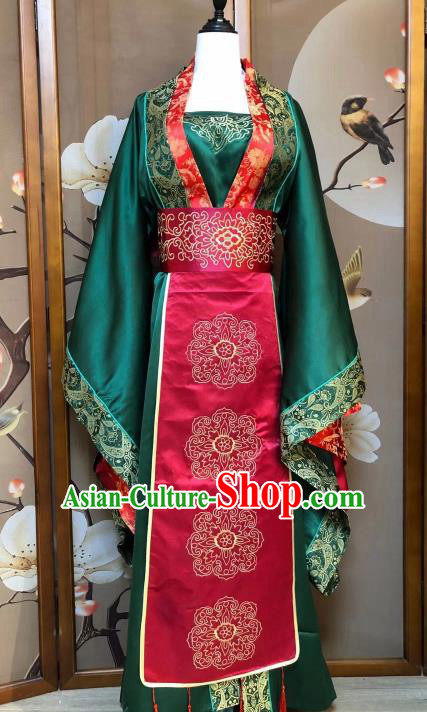 Chinese Classical Dance Green Dress Traditional Song Dynasty Weddding Costume for Women