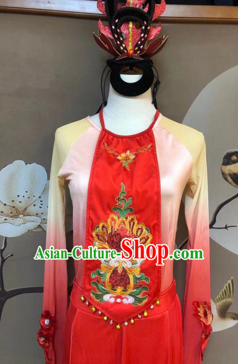 Chinese Classical Dance Fancy Carp Red Dress Traditional Stage Show Costume for Women