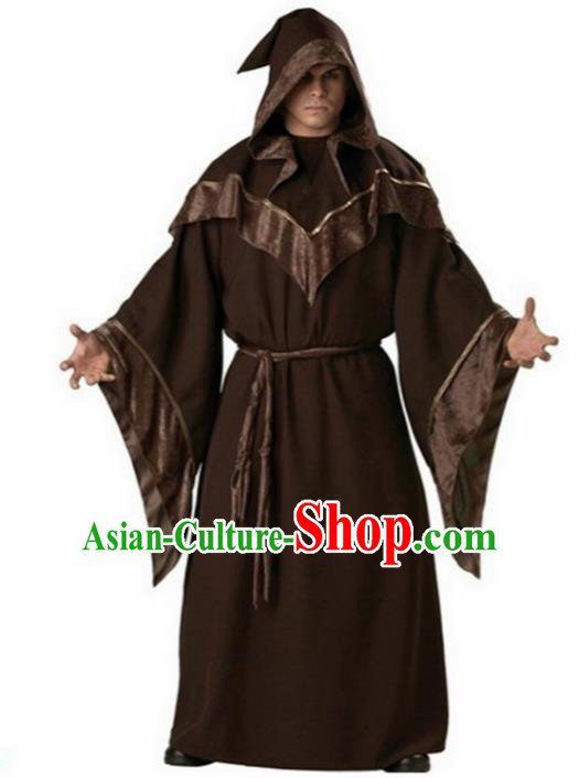 Halloween Cosplay Wizard Brown Costumes Fancy Ball Vampire Clothing for Men