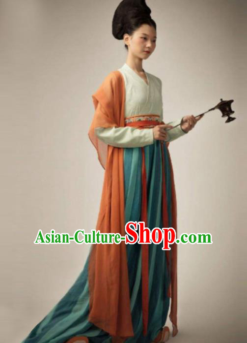 Chinese Traditional Tang Dynasty Court Lady Costume Ancient Flying Goddess Hanfu Dress for Women