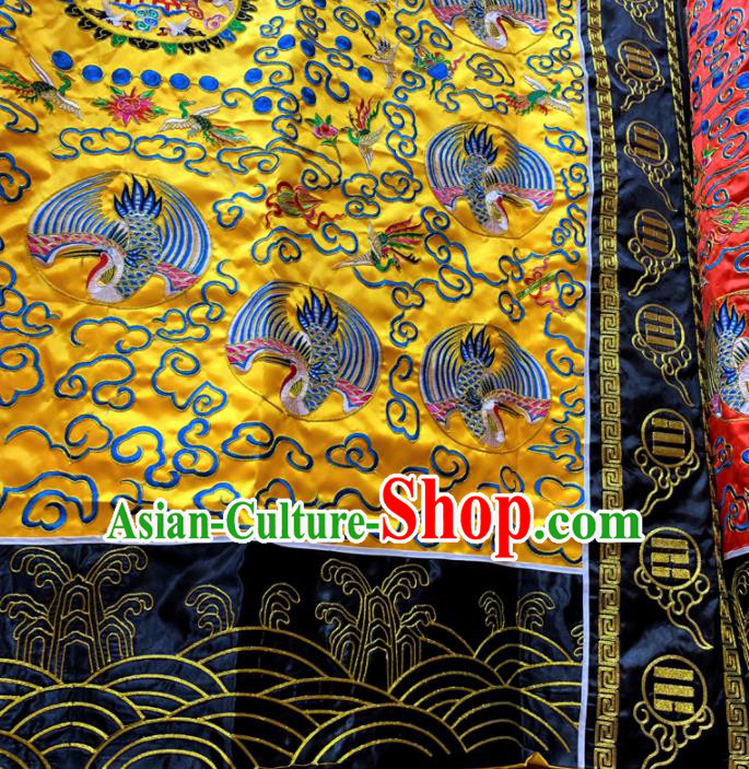 Chinese National Taoism Embroidered Nine Cranes Golden Priest Frock Cassock Traditional Taoist Rite Costume for Men