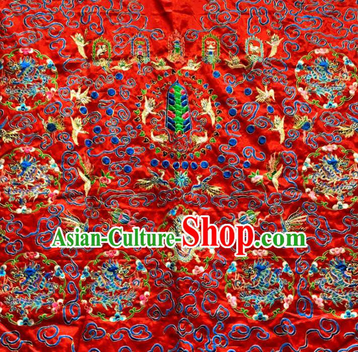 Chinese National Taoism Embroidered Dragon Cranes Red Priest Frock Cassock Traditional Taoist Rite Costume for Men