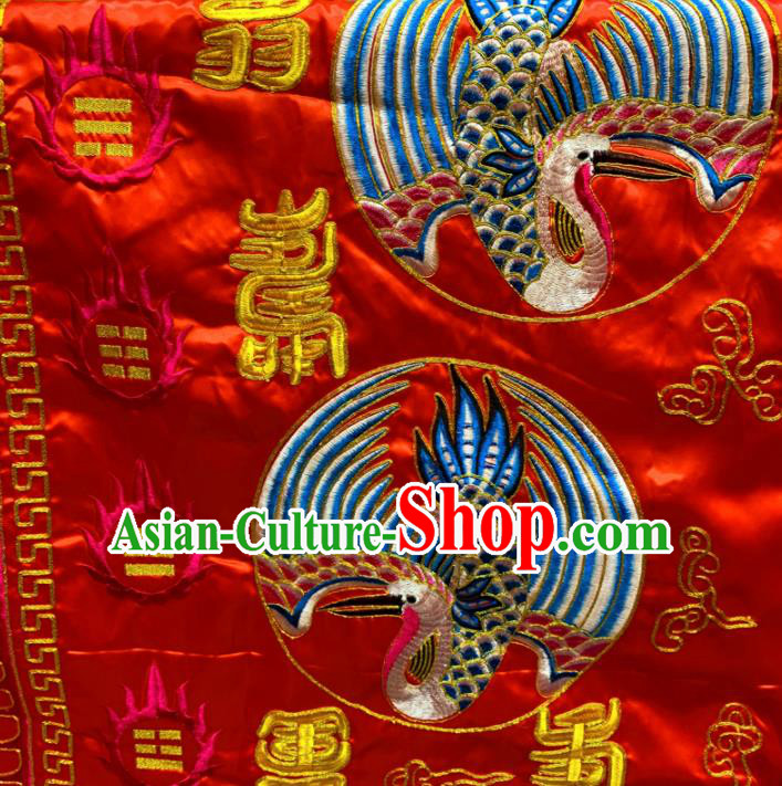 Chinese Taoism Embroidered Crane Red Priest Frock Cassock Traditional Taoist Rite Costume for Men