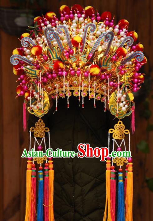 Chinese Traditional Temple Goddess Large Phoenix Coronet Bodhisattva Hair Accessories