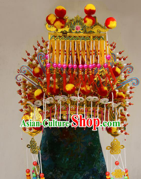 Chinese Traditional Temple Goddess Mazu Phoenix Coronet Bodhisattva Hat Hair Accessories