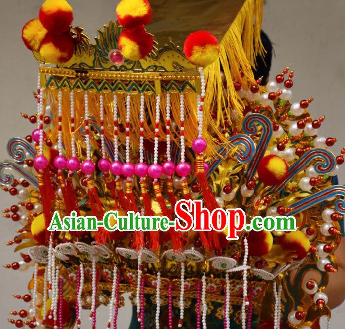 Chinese Traditional Temple Goddess Mazu Phoenix Coronet Bodhisattva Hat Hair Accessories