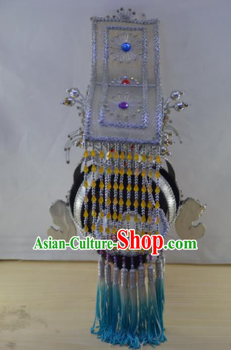 Chinese Traditional Peking Opera Emperor Hat Handmade Ancient Crown Prince Headwear for Men