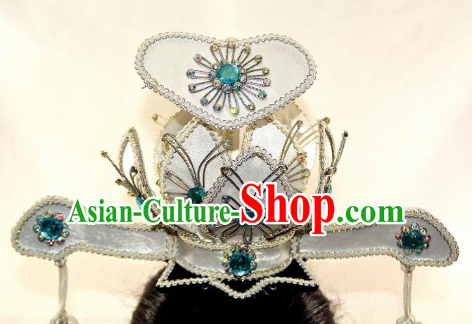Chinese Traditional Peking Opera Taoist Nun Lotus Crown Hairpins Handmade Beijing Opera Diva Hair Accessories for Women
