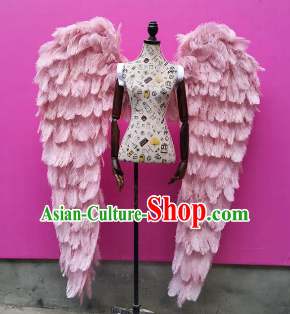 Halloween Stage Show Miami Pink Feathers Deluxe Wings Brazilian Carnival Catwalks Prop for Women