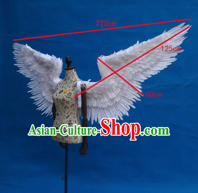 Professional Halloween Stage Show White Feather Wings Brazilian Carnival Catwalks Prop for Women