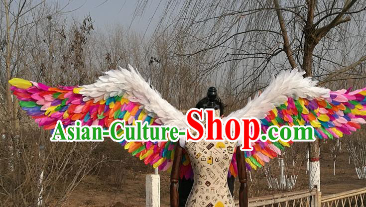 Professional Halloween Stage Show Colorful Feather Wings Brazilian Carnival Catwalks Prop for Women
